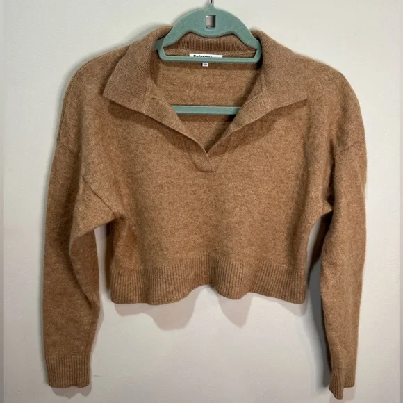 Reformation Cashmere Polo Sweater in
Camel Tan - Picture 2 of 6
